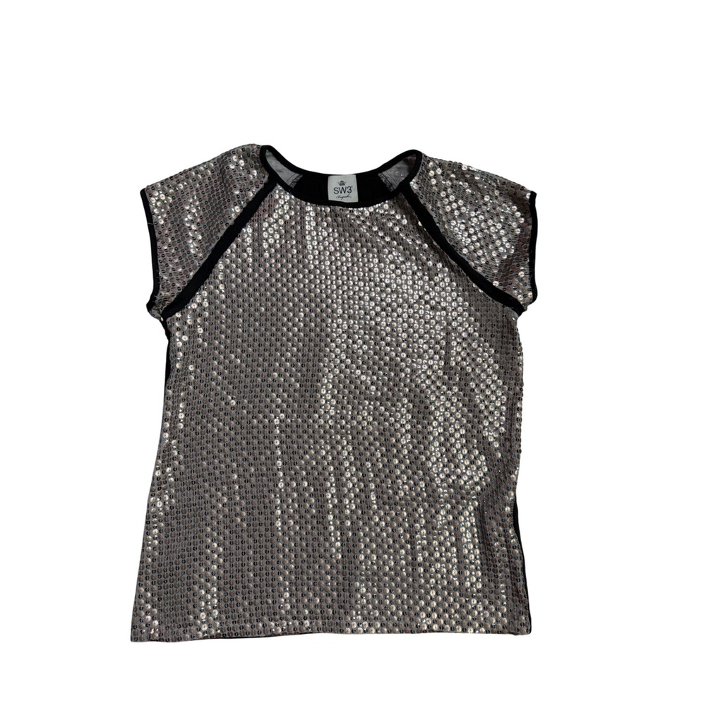 SW3 Bespoke Silver Sequin Top Small Y2K Party‎ Club Glam Sparkle Blouse